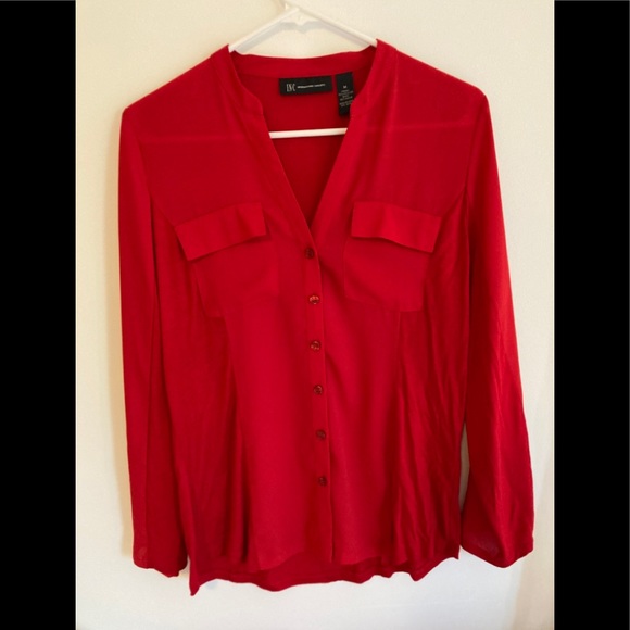 INC International Concepts Tops - INC Bright Red Button Down Blouse